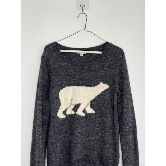 Garnet HIll Gray Wool Alpaca Ribbed Knit Sweater‎ Pullover Polar Bear Graphic S - Picture 3 of 8